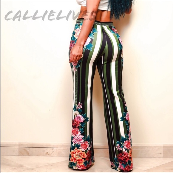 CALLIE Circus Flower: PolyScuba Flared Stripe Pant - Picture 4 of 9